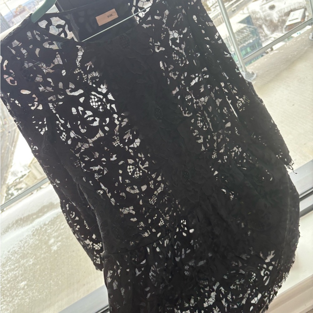 Black Lace Long Sleeve Dress - Picture 2 of 6